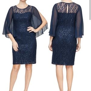 Navy Blue Formal Sequin Sheath Dress with Sweetheart Neckline